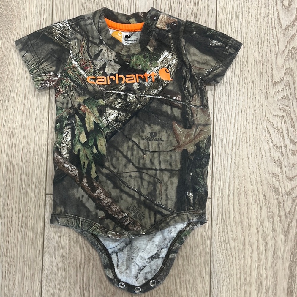 Carhartt baby boy onesie 6 months camo Camouflage. Like new never worn